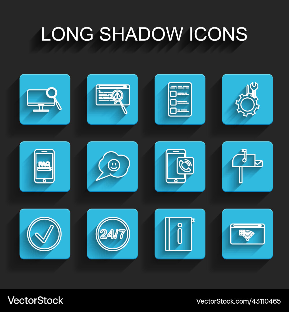 Set line check mark in circle clock 24 hours Set line check mark in circle clock 24 hours vector image