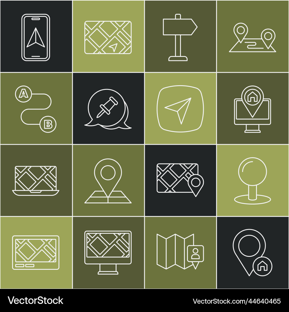 Set line location with house push pin monitor Set line location with house push pin monitor vector image