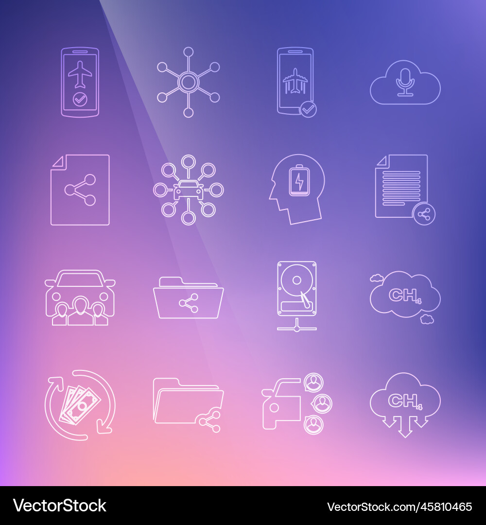 Set line methane emissions reduction share file Set line methane emissions reduction share file vector image