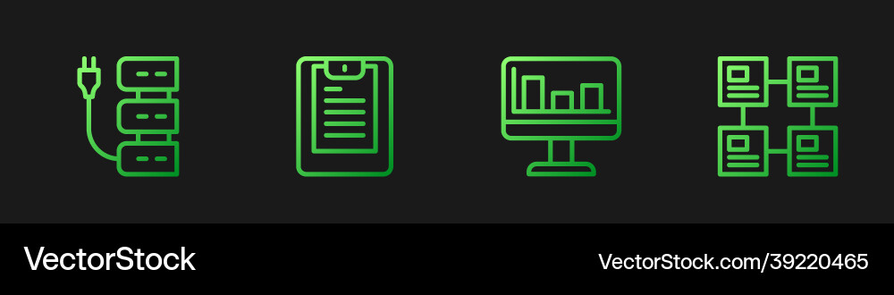Set line monitor with graph chart server Set line monitor with graph chart server Vector Image
