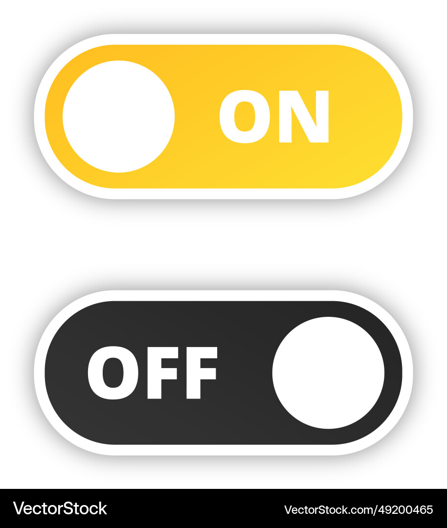 Set of switch on and off icon or button Set of switch on and off icon or button vector image