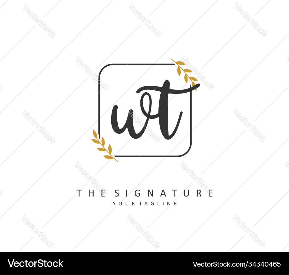 W t wt initial letter handwriting and signature vector image