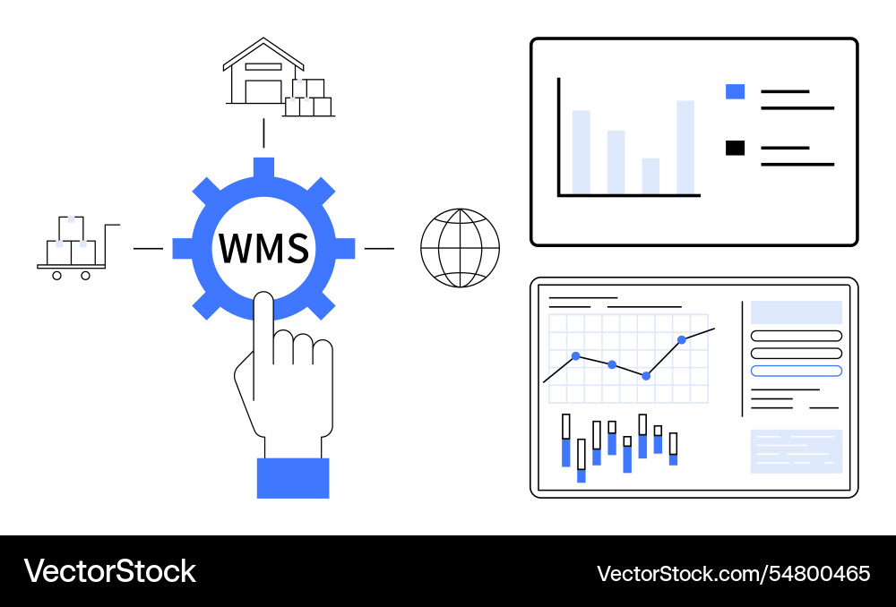 Warehouse management system interface highlighting Vector Image