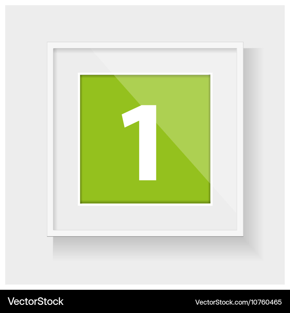 White Square Frame with Number One vector image