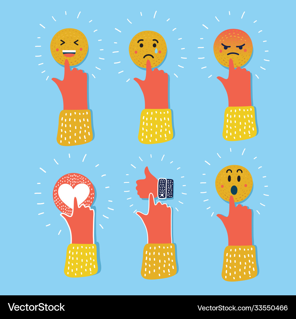 Abstrakte lustige flache Stil Emoji Emoticon Reaktionen Abstrakte lustige flache Stil Emoji Emoticon Reaktionen vektorbild