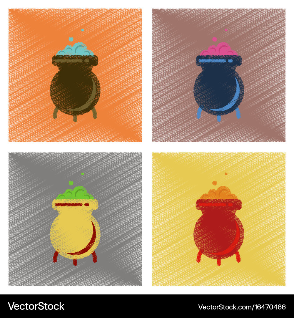 Assembly flat shading style icons cauldron Vector Image