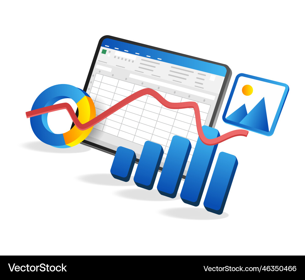 Business Data Analysis Excel Isometric vector image