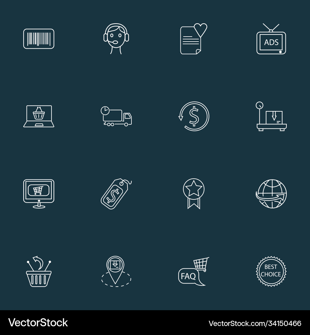Commerce icons line style set with call center Commerce icons line style set with call center vector image