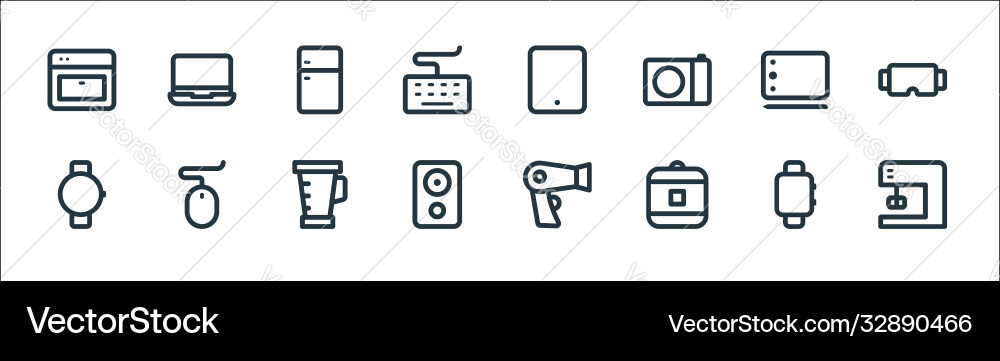Electronic and device line icons linear set Electronic and device line icons linear set vector image