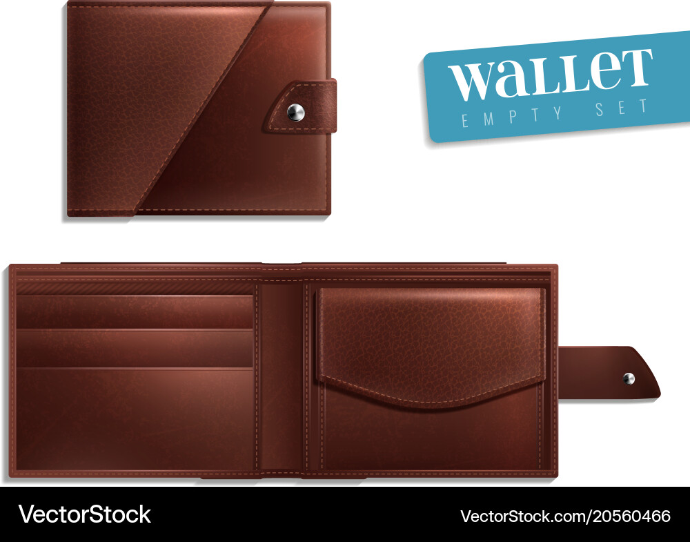 Empty Wallet Icon Set - Open & Closed vector image