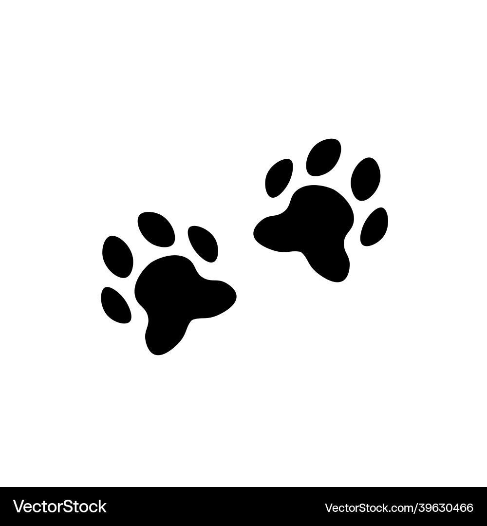 Flat cartoon animal footprint silhouette cat Flat cartoon animal footprint silhouette cat vector image