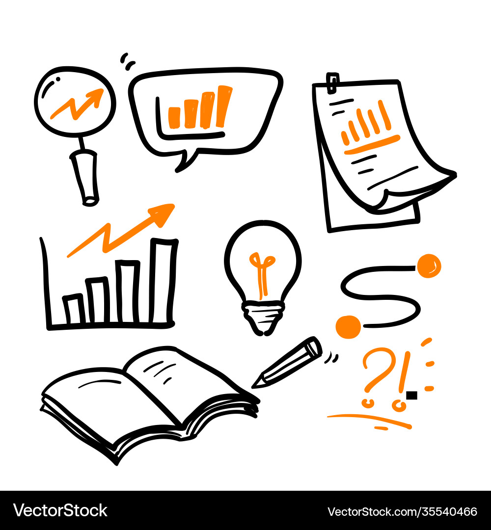 Hand drawn graph chart light bulb analytics Hand drawn graph chart light bulb analytics vector image