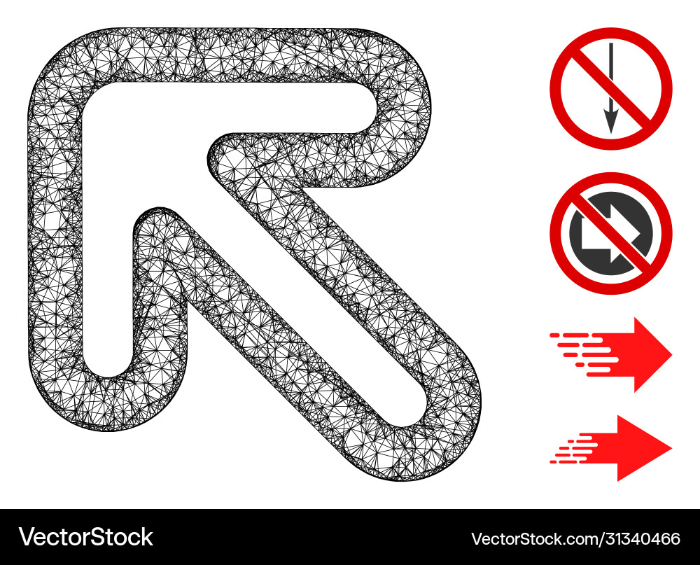 Left-up arrow web mesh Left-up arrow web mesh vector image