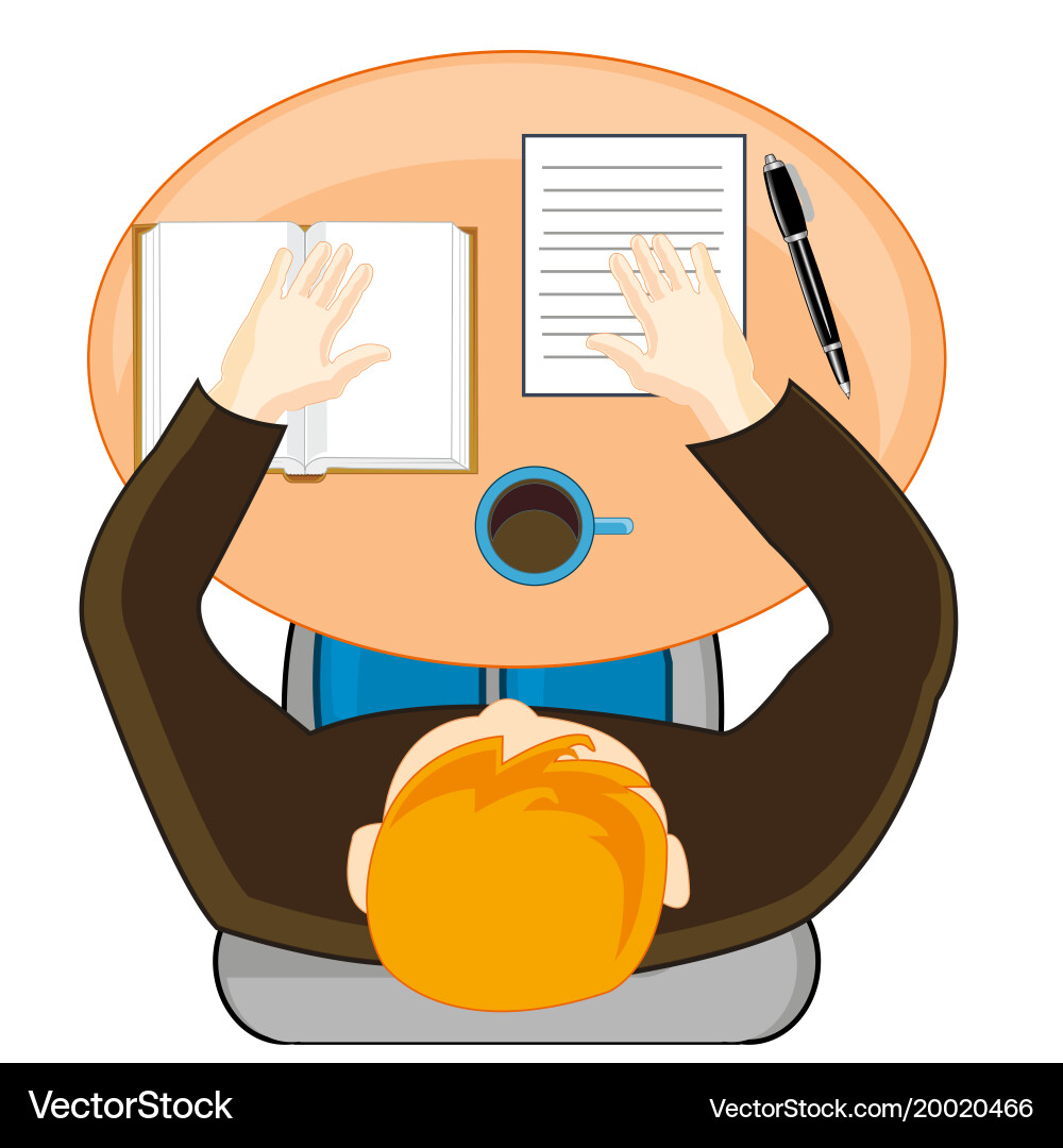 Man for worker by table Vector Image