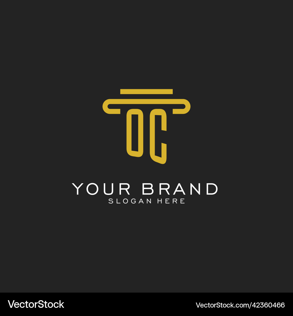 Oc initial logo with simple pillar style design Vector Image