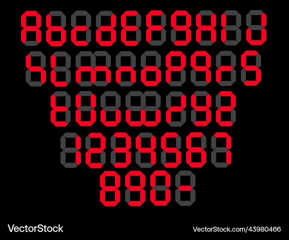 Red LED Alphabet Display Vector Image