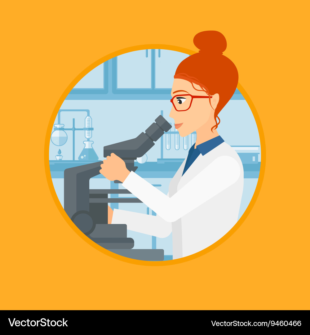 Scientist Examining Specimen with Microscope vector image