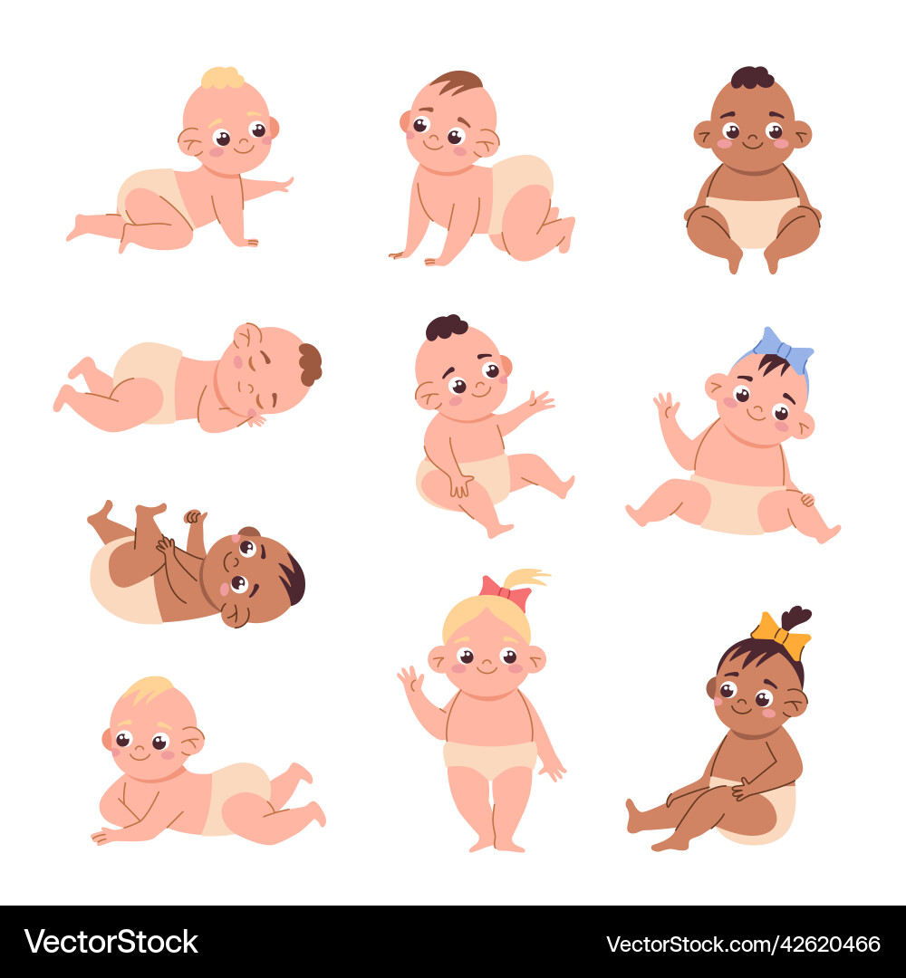 Süße Baby Cartoon neugeborene Jungen und Mädchen Süße Baby Cartoon neugeborene Jungen und Mädchen vektorbild