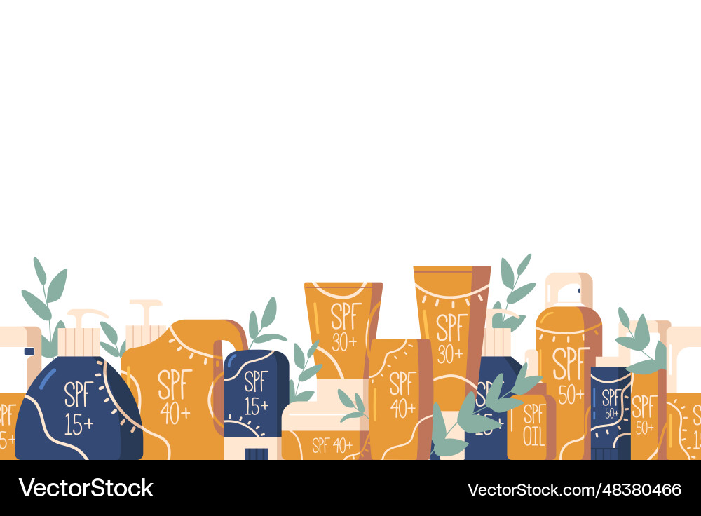 Seamless pattern featuring row of spf sun Seamless pattern featuring row of spf sun vector image