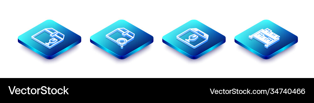 Set isometric line delivery box with fragile Set isometric line delivery box with fragile vector image