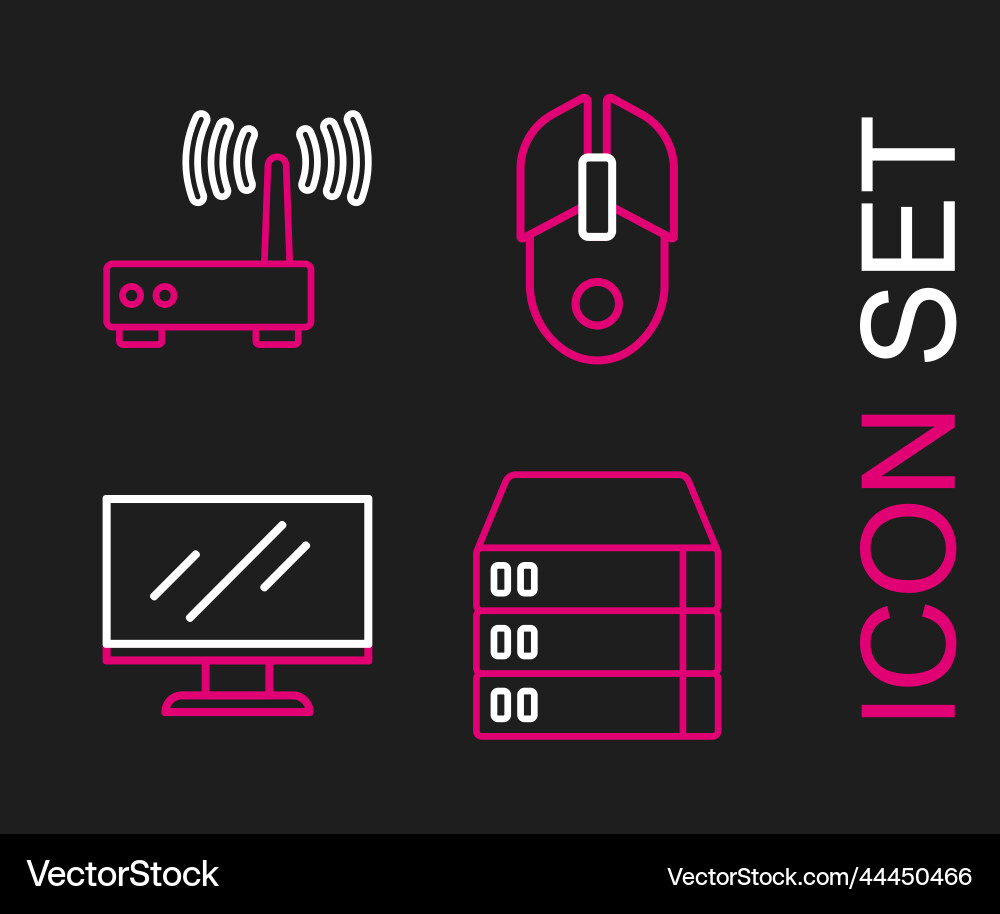 Set line server data web hosting computer Set line server data web hosting computer vector image
