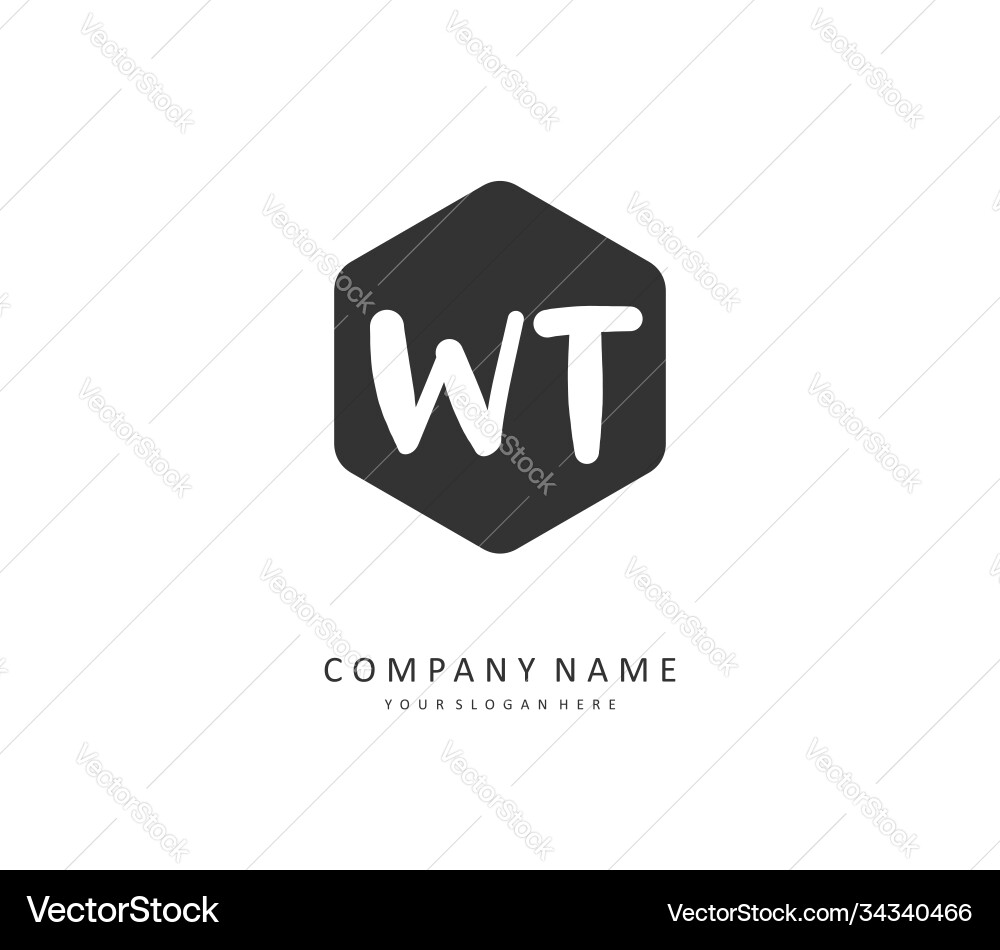 W t wt initial letter handwriting and signature Vector Image