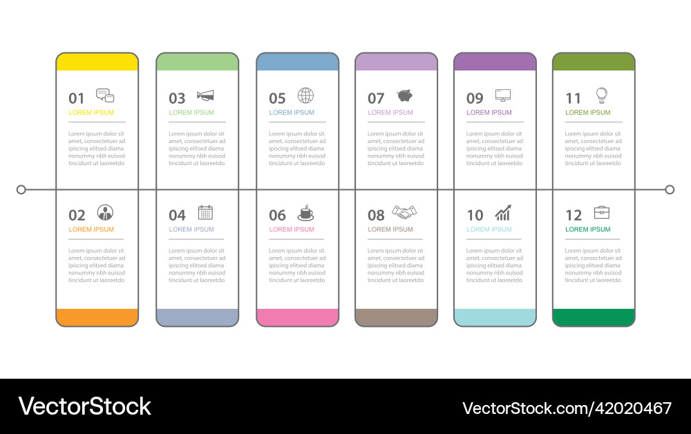 12 data infographics tab thin line index template 12 data infographics tab thin line index template vector image