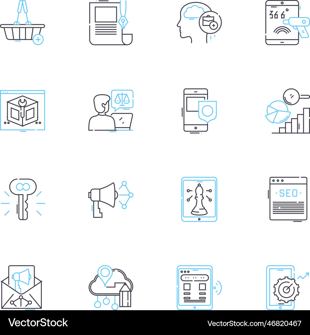 Big data linear icons set analytics insights Big data linear icons set analytics insights vector image