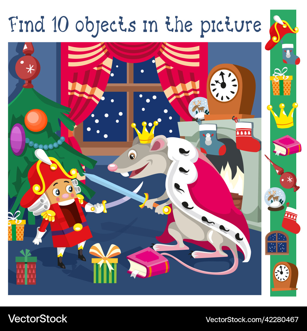 Find 10 hidden objects educational game Find 10 hidden objects educational game vector image
