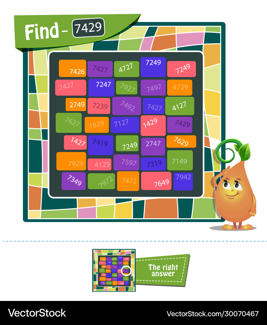 Game find numbers spatial thinking Game find numbers spatial thinking vector image