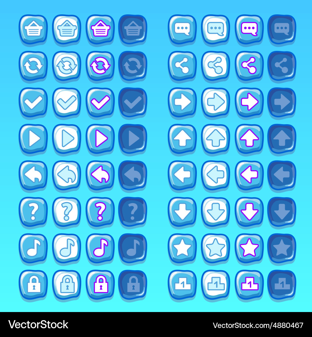 Gaming UI Icons - Ice Game Set Vector Image