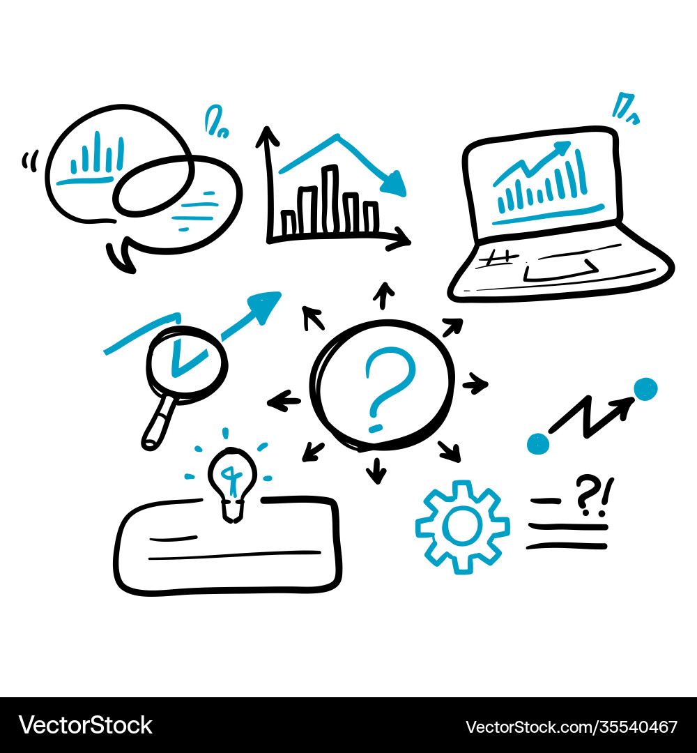 Hand drawn graph chart light bulb analytics Hand drawn graph chart light bulb analytics vector image