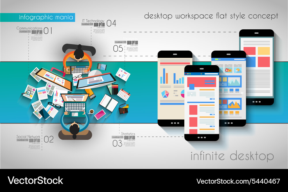 Infographic template with flat ui icons for ttem Vector Image