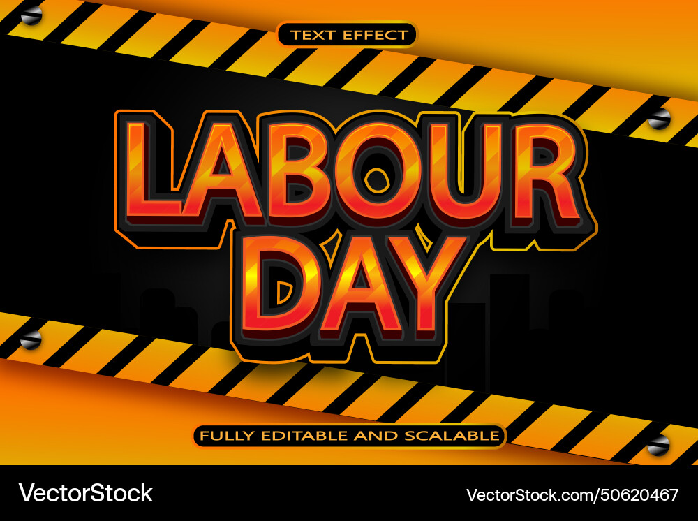Labour day editable text effect 3d emboss modern Vector Image