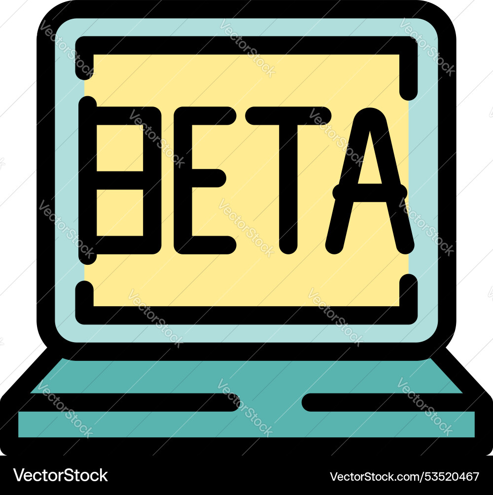 Laptop showing beta version software on screen Laptop showing beta version software on screen vector image