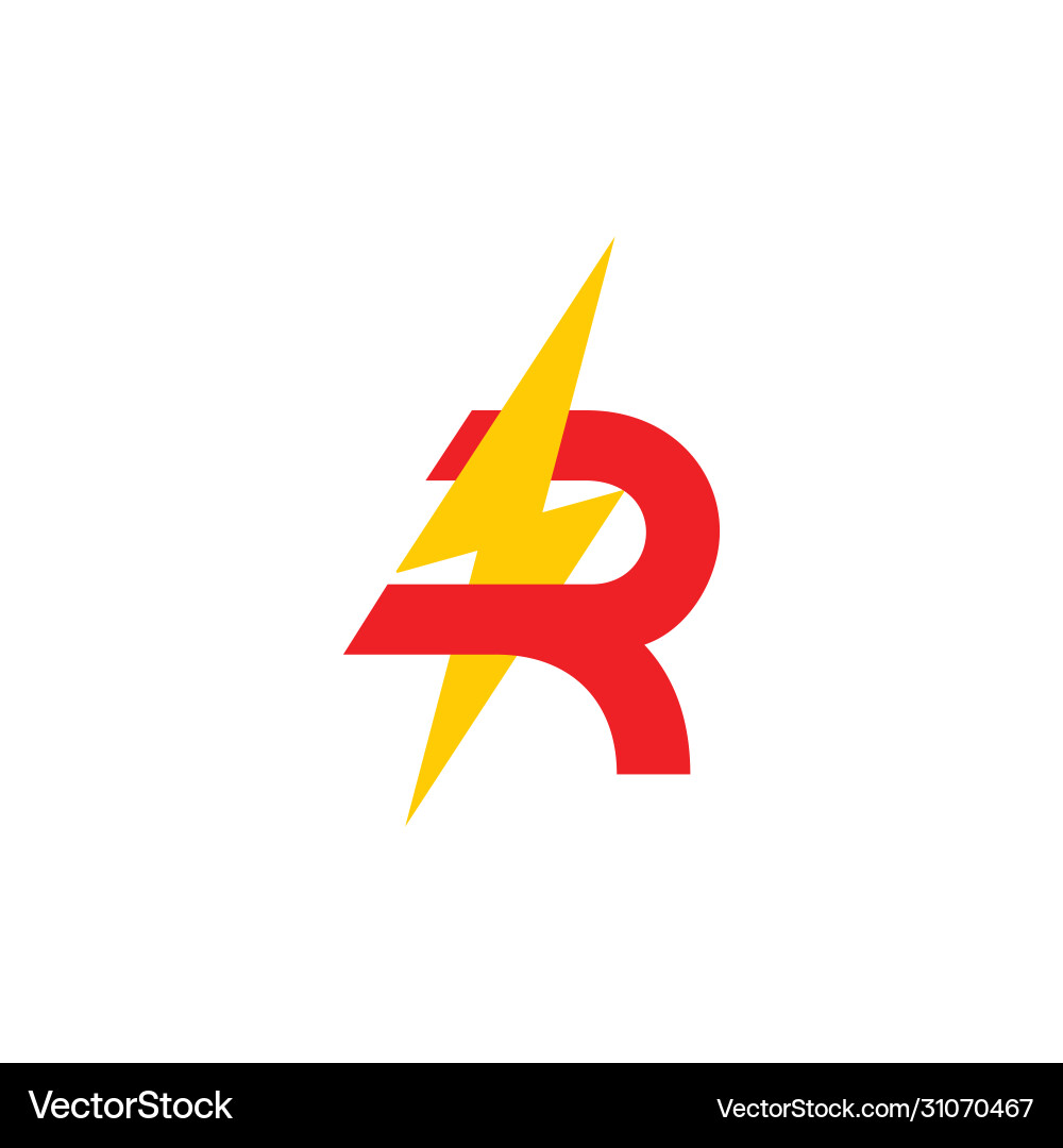 Lightning R Logo - Thunder Shape vector image