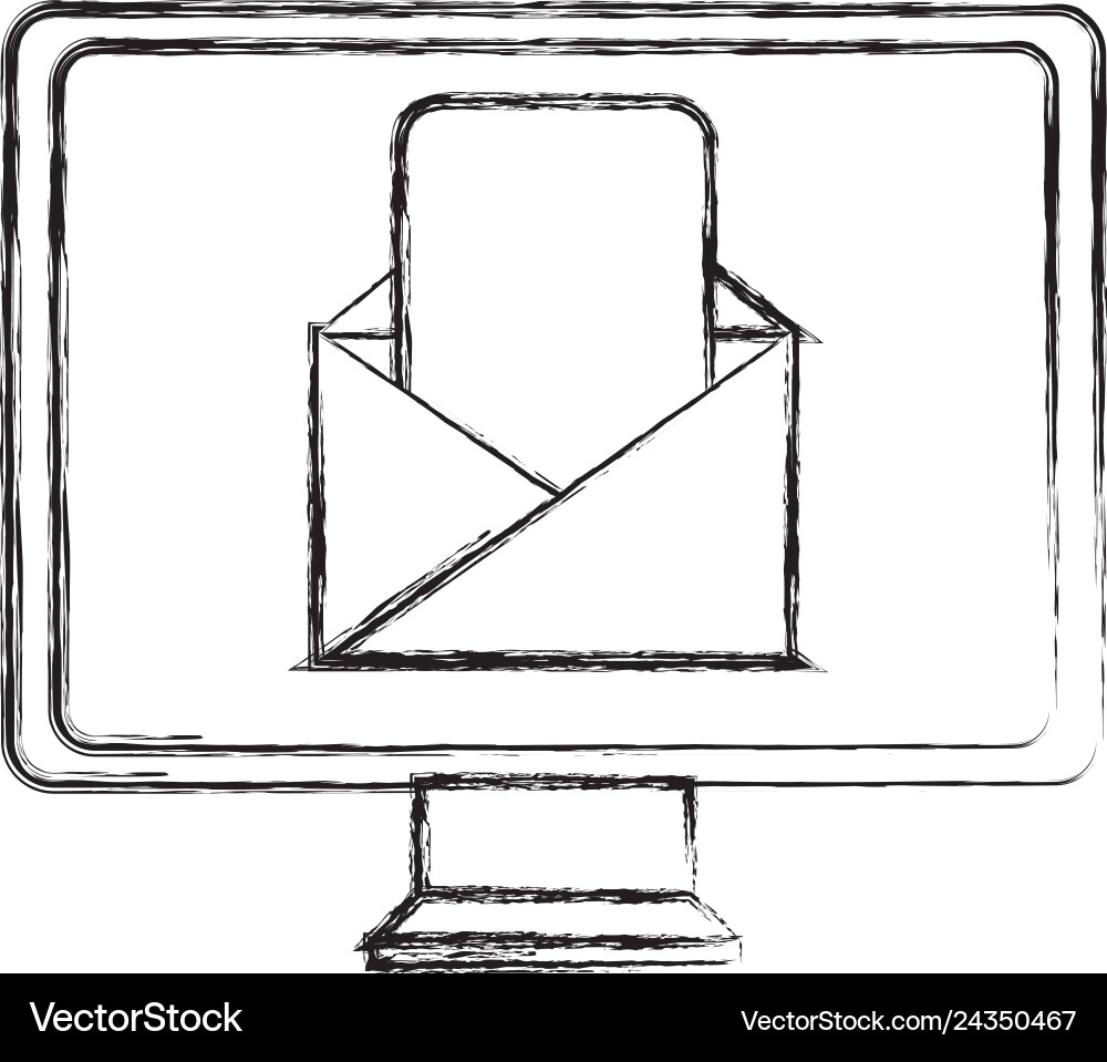 Monitor computer with envelope mail Monitor computer with envelope mail vector image