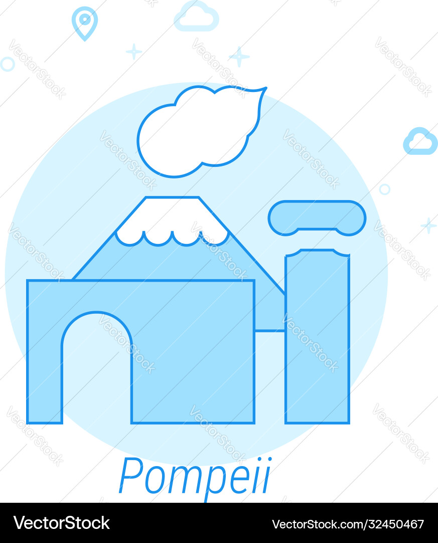 Pompeii italy flat icon light blue monochrome Pompeii italy flat icon light blue monochrome vector image
