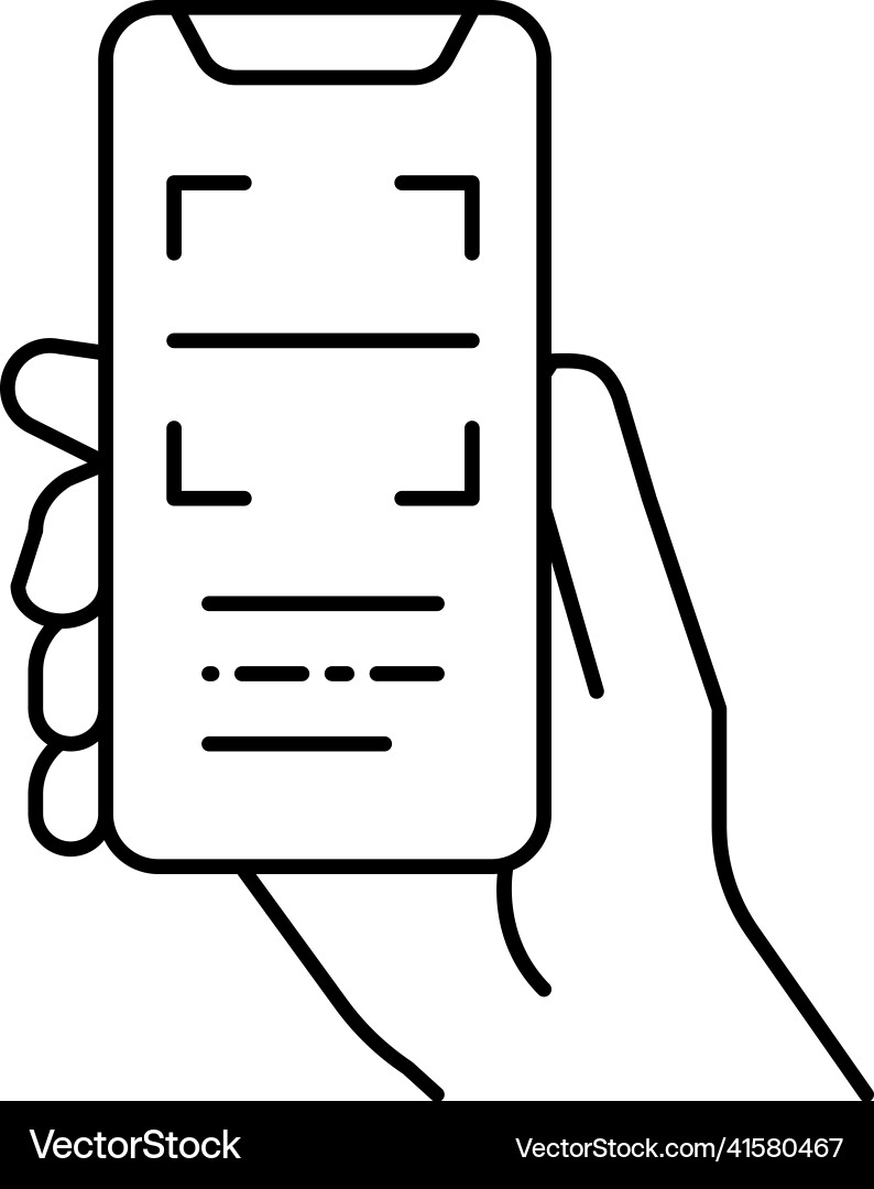 Scanning qr code phone app line icon vector image