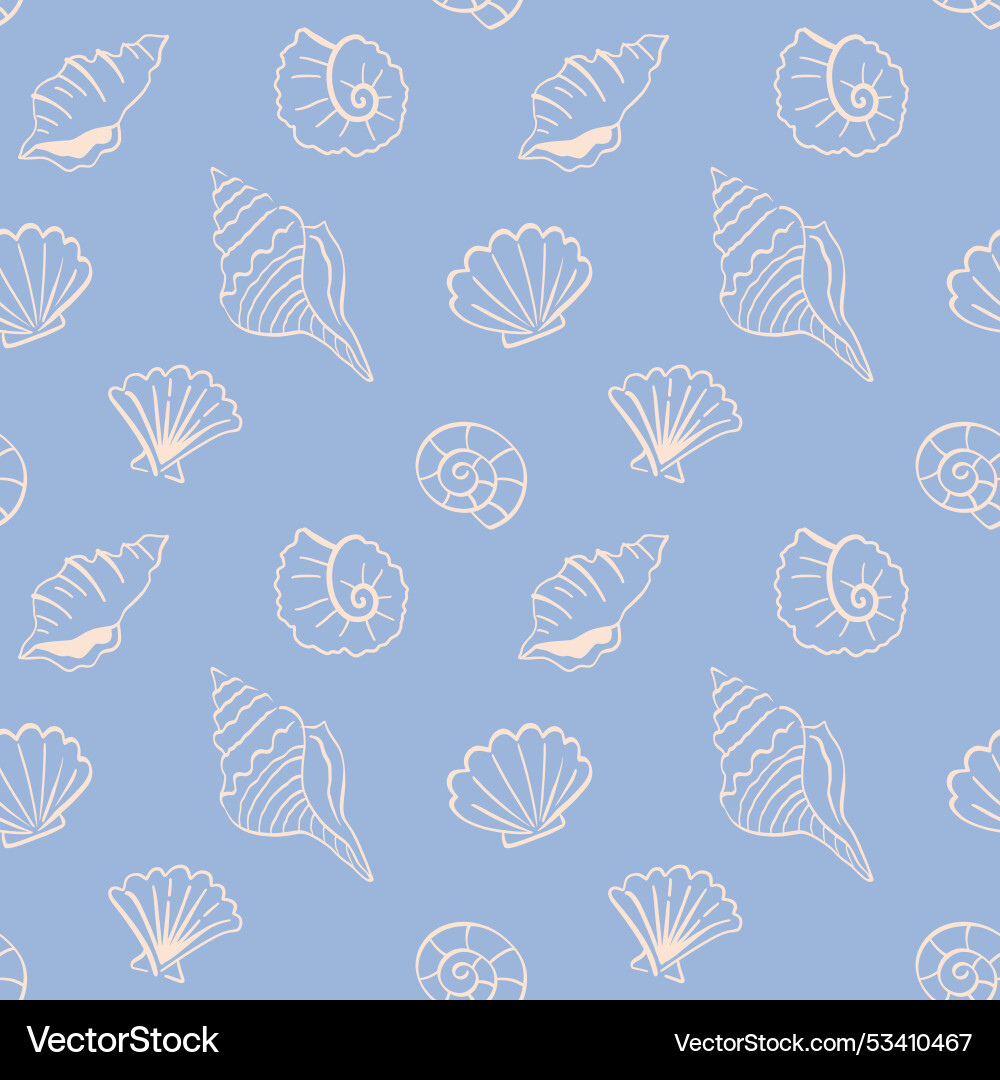 Sea shell seamless pattern ocean seashell print Sea shell seamless pattern ocean seashell print vector image