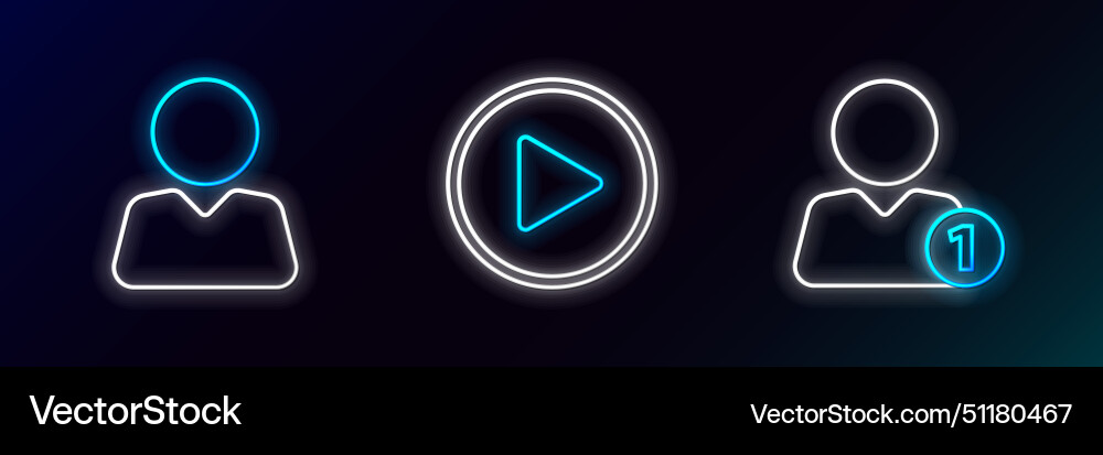 Set line add to friend and play in circle icon Vector Image