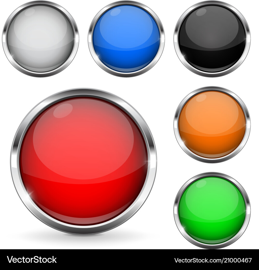 Shiny Chrome Round Buttons vector image