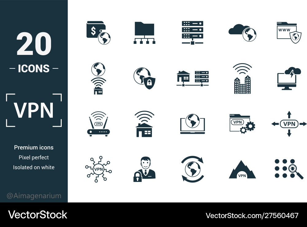 Vpn icon set include creative elements archiving Vector Image