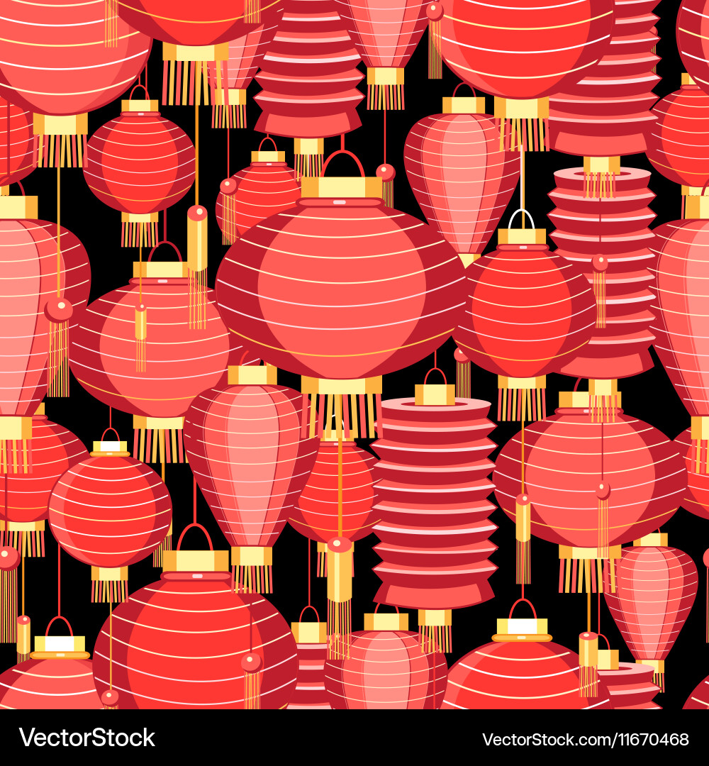 Bright pattern with red lanterns vector image