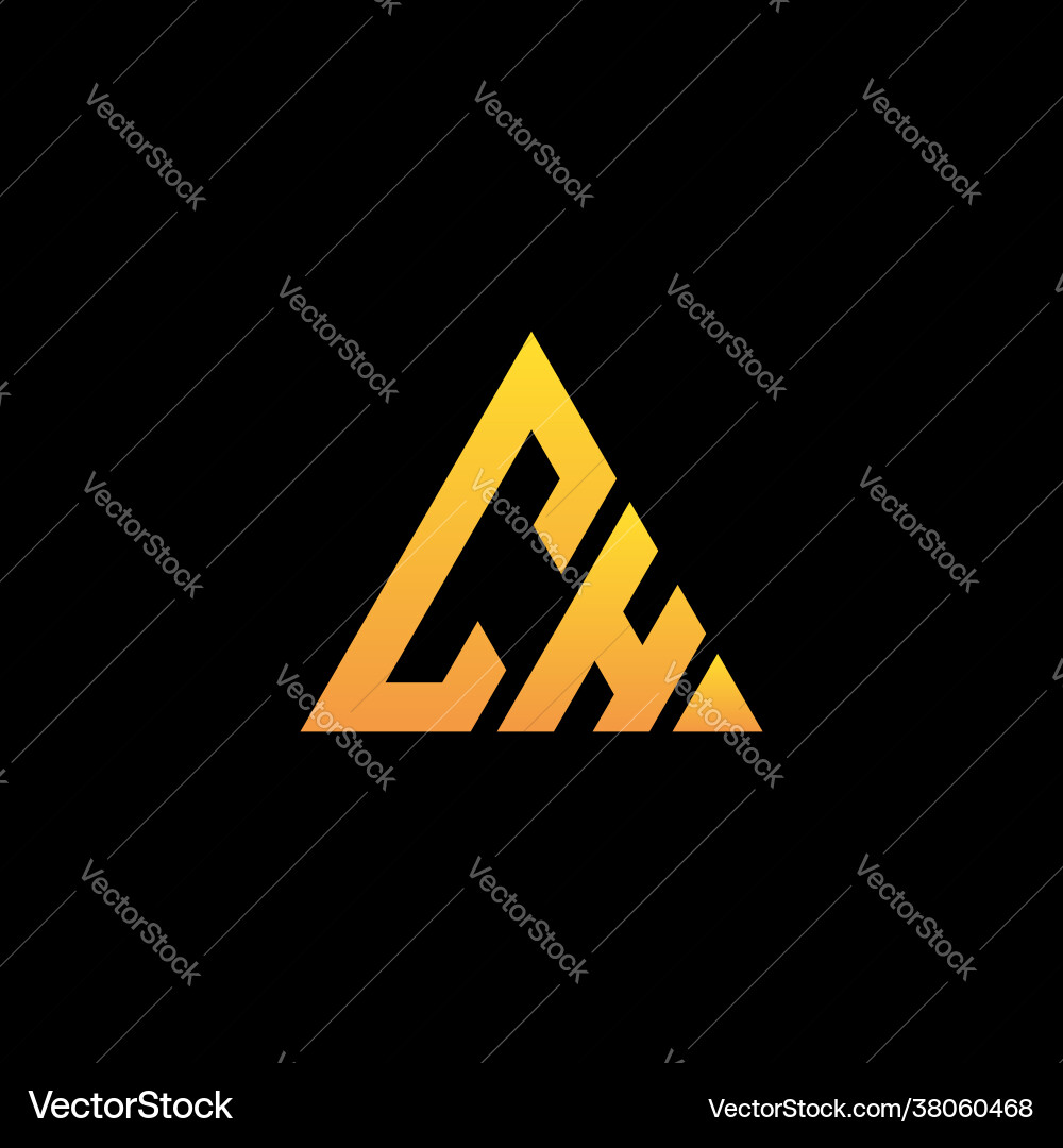 C h monogram initial logo with a yellow triangle C h monogram initial logo with a yellow triangle vector image