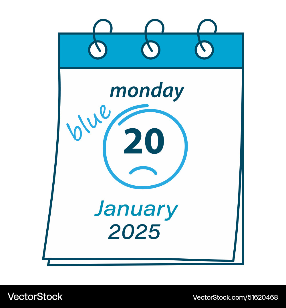 Calendar page with the blue monday date 2025 Vector Image