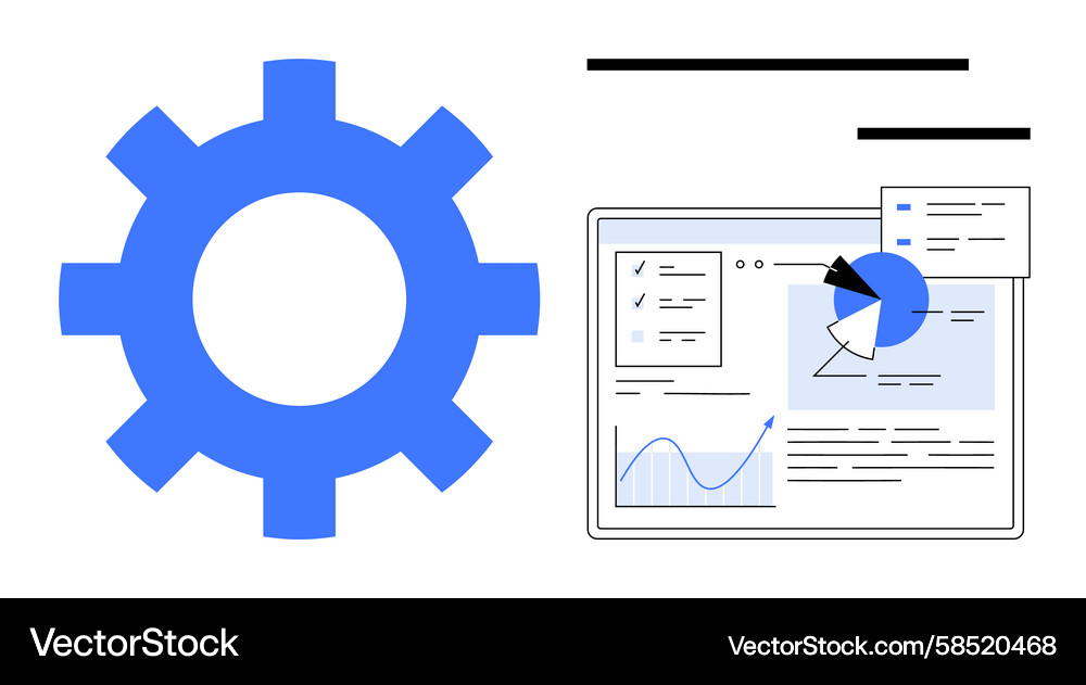 Data Analytics Dashboard with Gears Vector Image