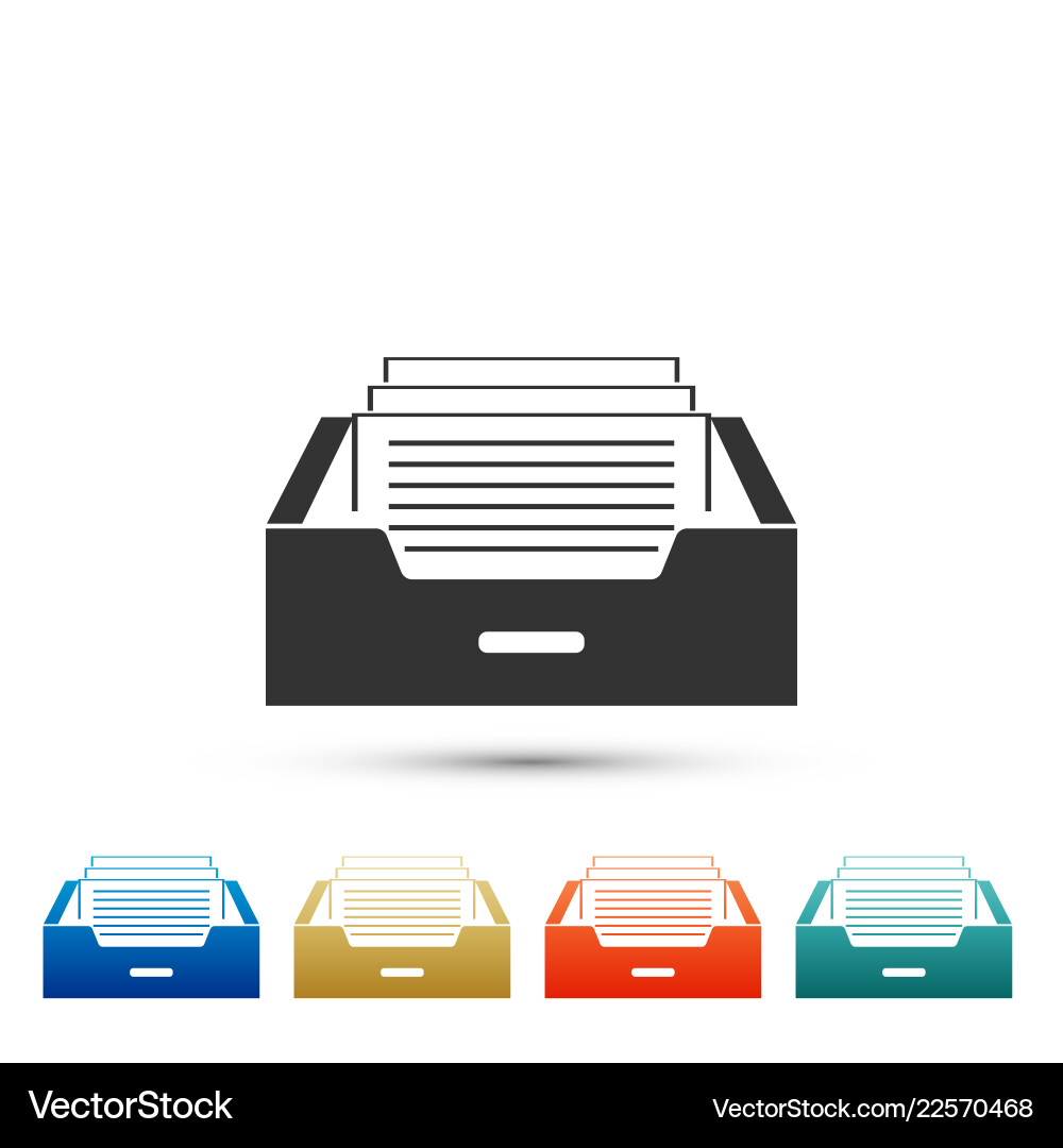 Drawer with documents icon on white background Vector Image