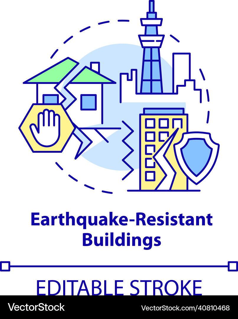 Earthquake Resistant Building Icon Vector Image