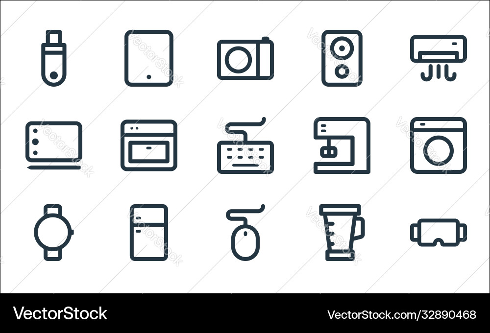 Electronic and device line icons linear set Electronic and device line icons linear set vector image